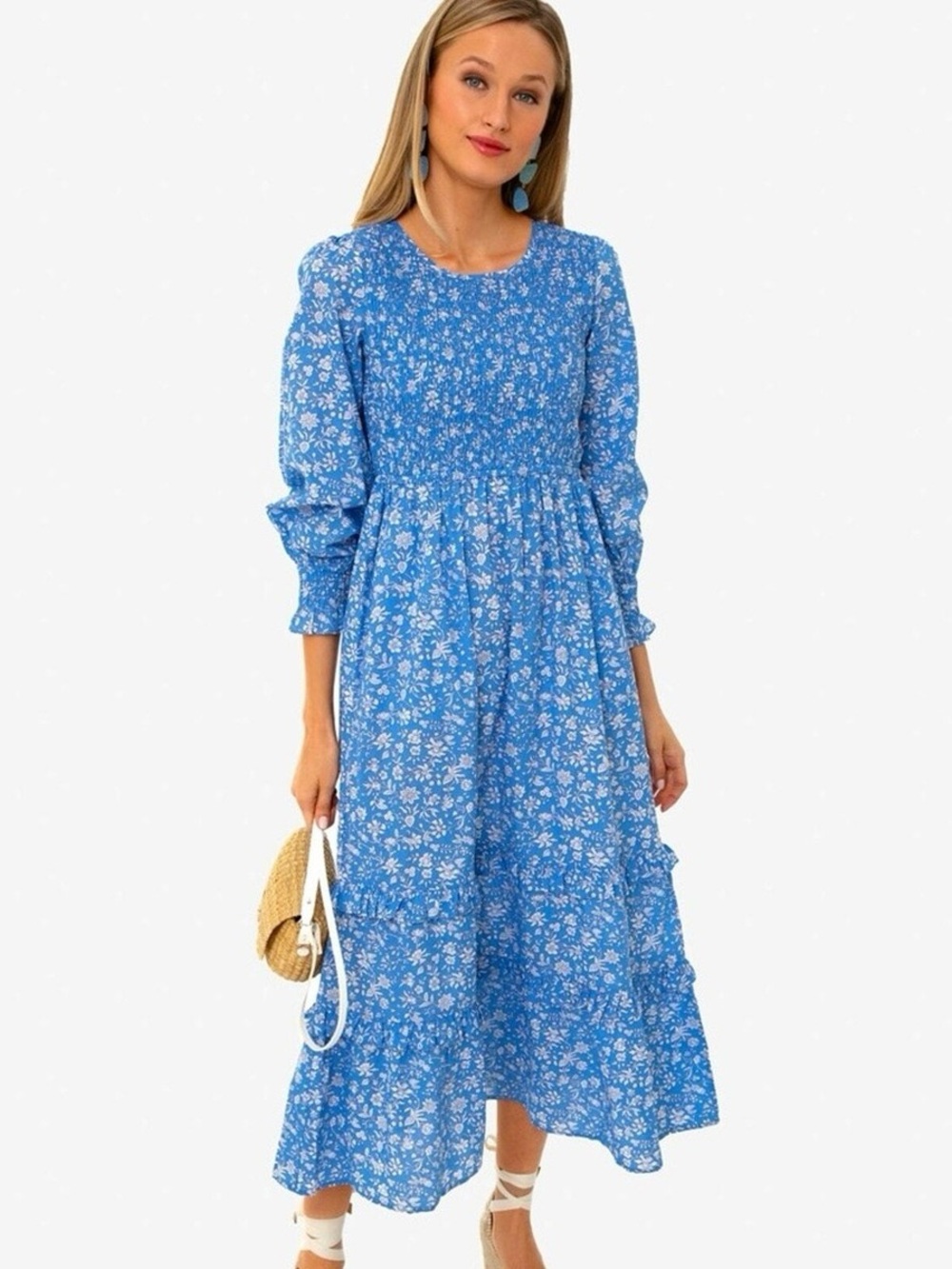 Tuckernuck Pink City Prints Cornflower Floral Lolita Isabel Dress Blue